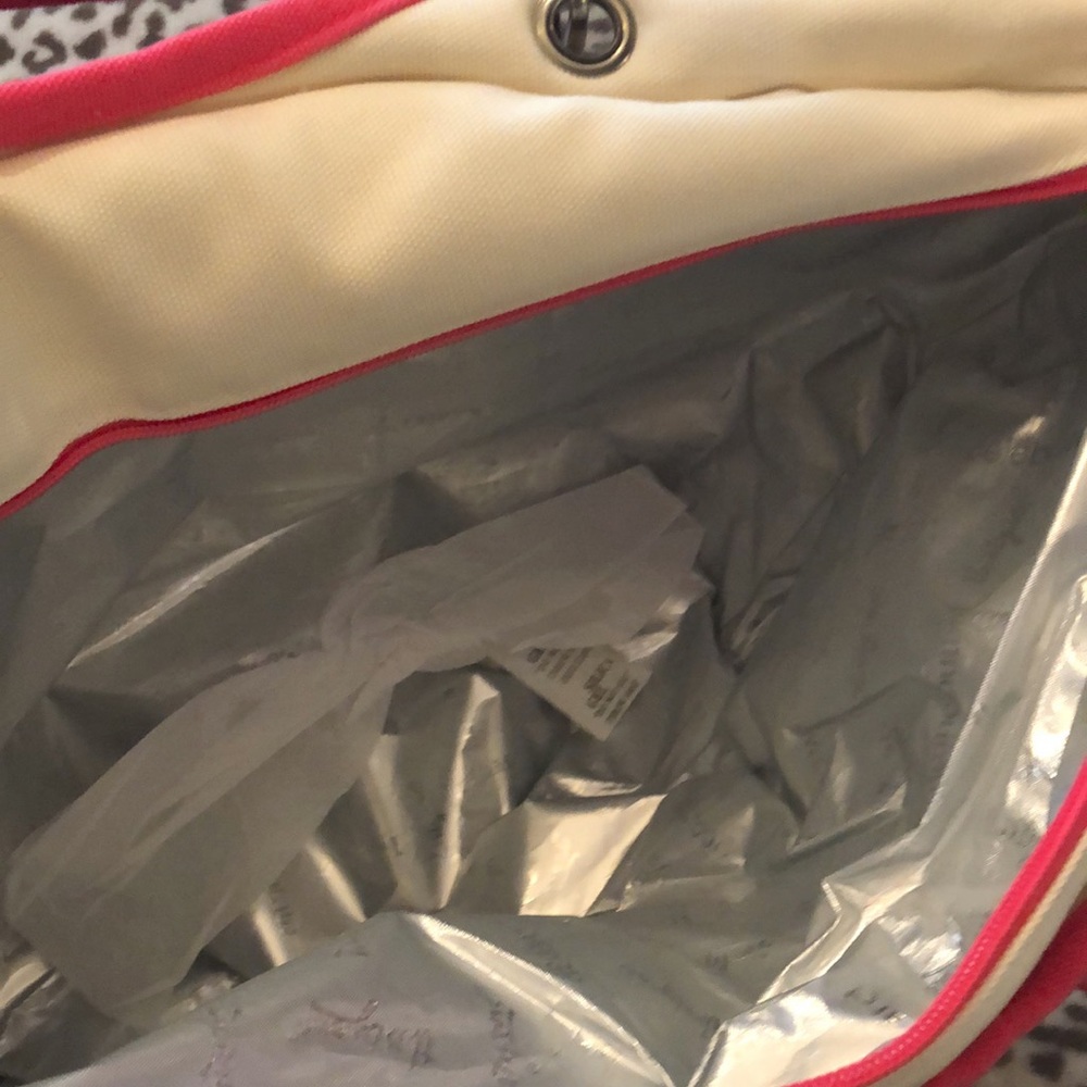 Thirty-One Canvas Crew Thermal Tote in Natural with Coral - Picture 4 of 16